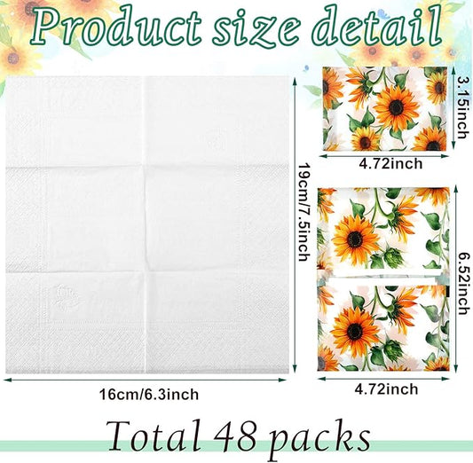 Geyee 50 Packs Facial Tissue Travel Packs Disposable Pocket Tissues for Wedding Guest Travel School Purse Home Supplies, 500 Sheets 3 Ply(Sunflower)