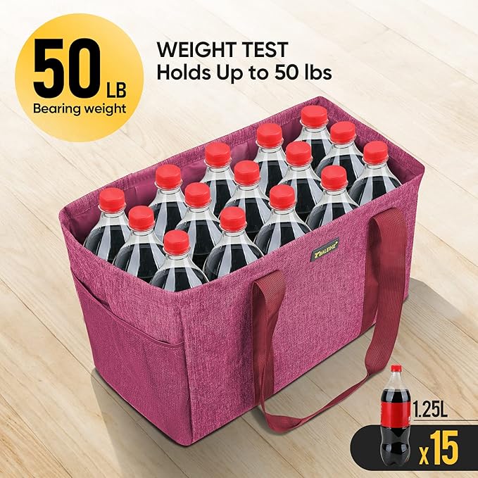 BALEINE Soft 9 Gallon Extra Large Utility Tote, Foldable Reusable Storage Bag (Berry Pink)