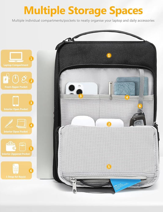 HYZUO 15-16 Inch Laptop Bag Sleeve for MacBook Pro 16 M4 M3 M2 M1 2025-2019, 15" Surface Book, Notebook Case for 15" 15.6" Dell HP Lenovo ThinkBook Asus Acer Samsung Huawei, Black