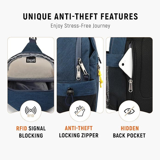 SKYSPER Sling Bag Anti-Theft Crossbody Bag RFID Travel Cross Body Shoulder Sling Backpack