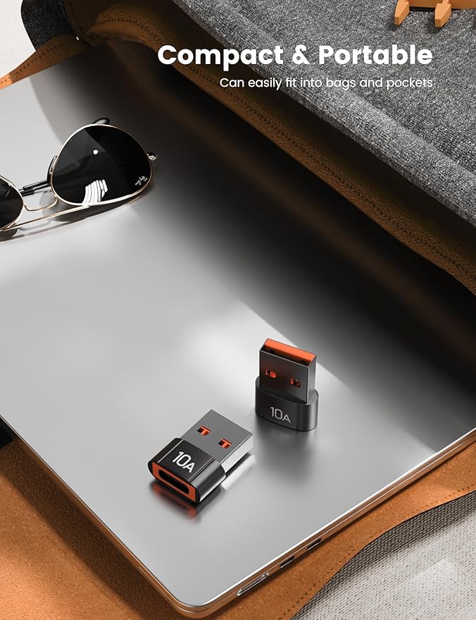 20Pack 200W USB C to USB Adapter, with Fast Charging & 480MB Data Transfer, USB C Converter for Apple Watch Ultra iWatch Series 8 7,iPhone 16 15 Plus Pro Max,Black