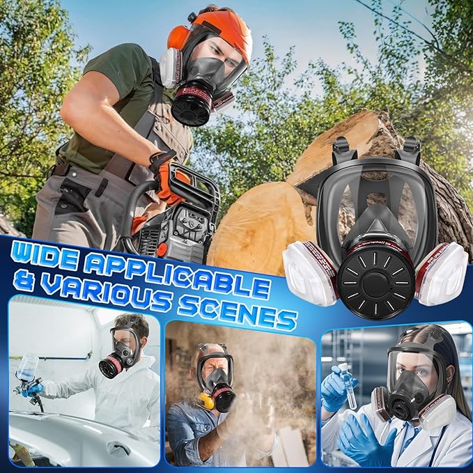 Gas Masks - Gas Masks Survival Nuclear and Chemical with 40mm Activated Carbon Filter&6001CN Filters for Chemical