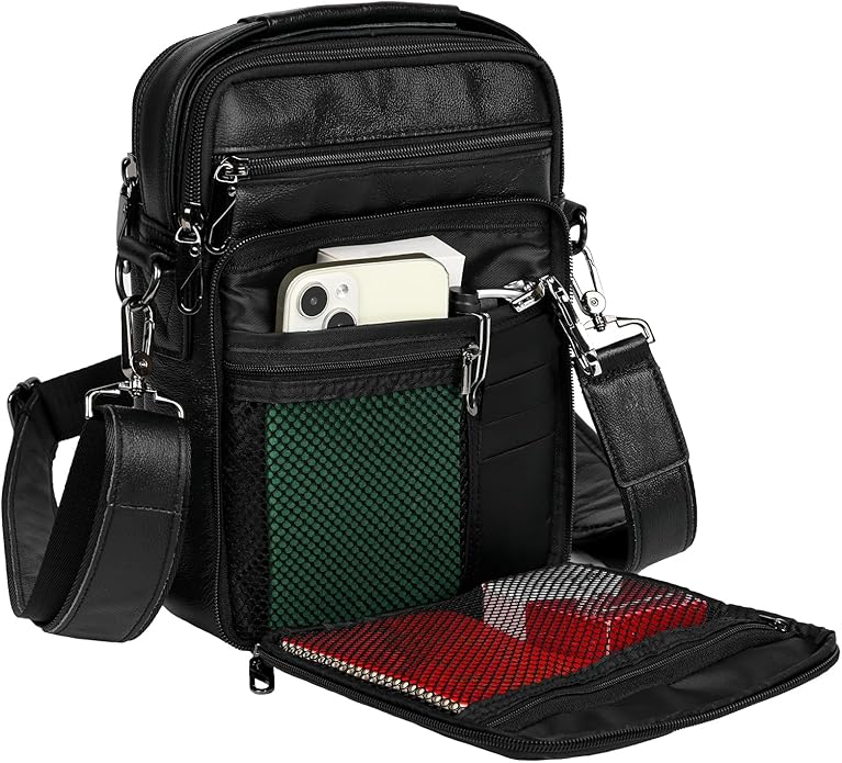 Leather Small Messenger for Men - Women Shoulder Chest Travel Bag - Crossbody Bag