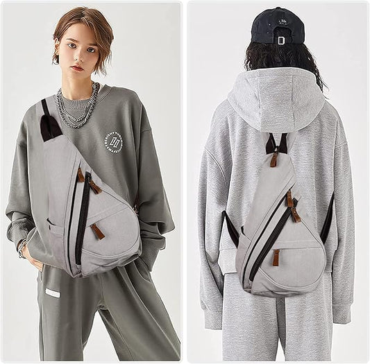 HuxFam Canvas Sling Bag for Women Sling Backpack Crossbody Shoulder Bags Convertible Purse Casual Daypack Travel Hiking Cycling