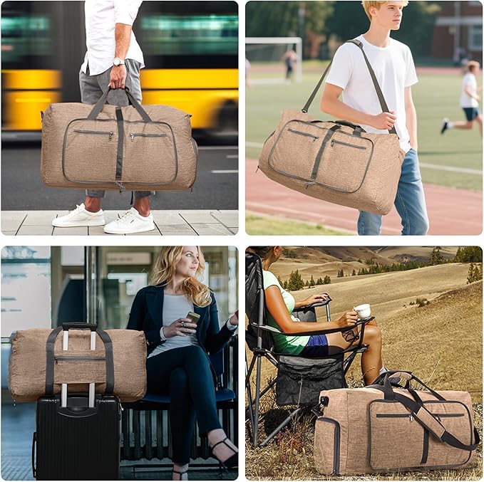 Vomgomfom Travel Duffle Bag for Men,65L 85L 115L Foldable Travel Duffel Bag with Shoes Compartment Overnight Bag for Men Women