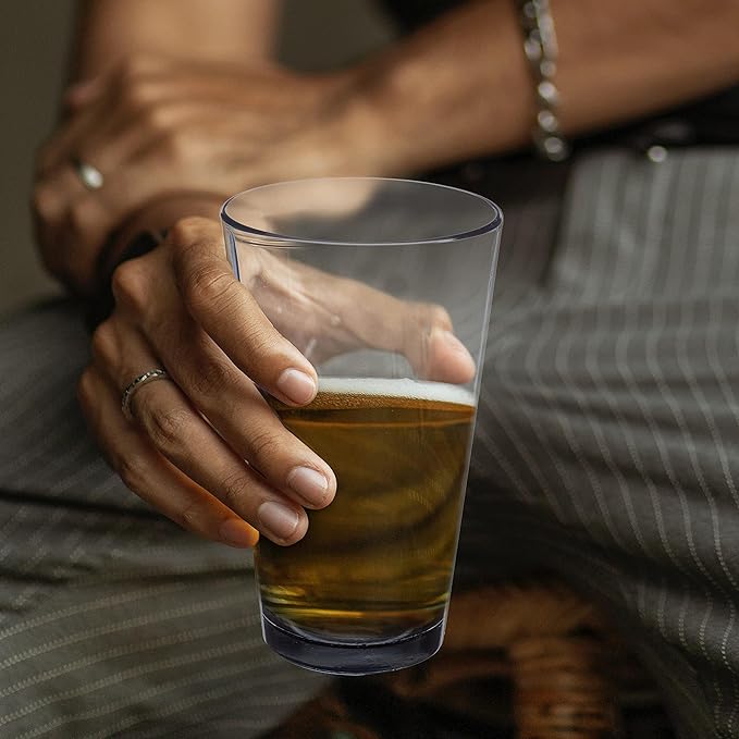 Libbey Pint Glass 16 oz. Set of 10, Bulk Pack - Beer Glasses, Heavy Duty Drinkware - Black