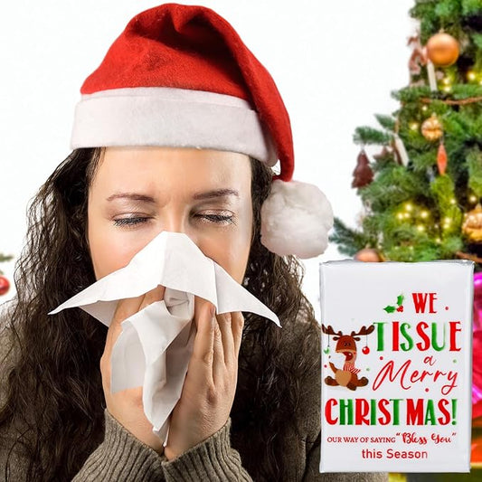 Ctosree 50 Pack Christmas Pocket Tissues Reindeer Travel Packs Bulk 500 Sheet Xmas Small Individual Tissues Pocket Packs 3 Ply Mini Travel Size for School Camping