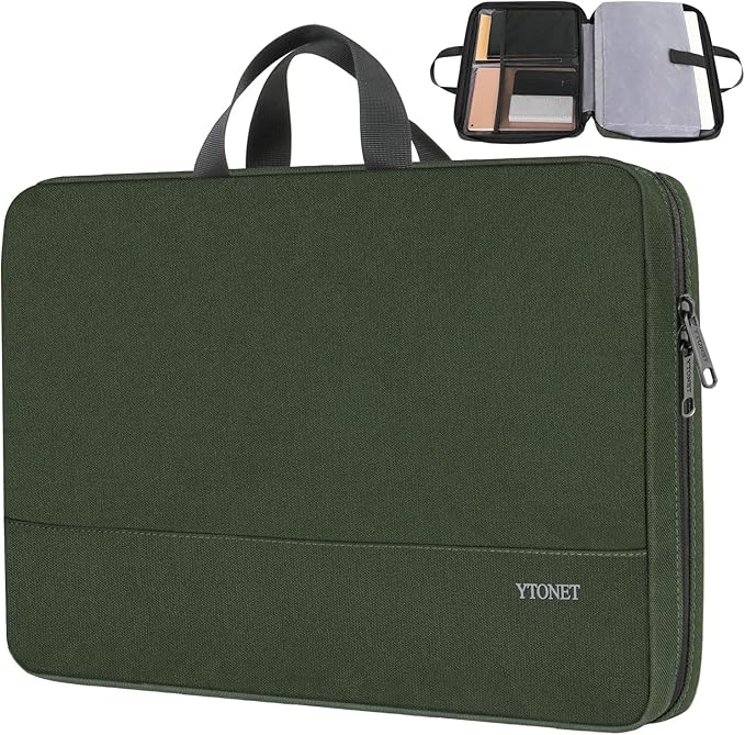 Ytonet Laptop Bag 15.6 Laptop Case Water Resistant Computer Case, Stylish Computer Cover Bag Men for Work, Travel, Office Compatible with Lenovo, Dell, HP, Asus, Midnight Green