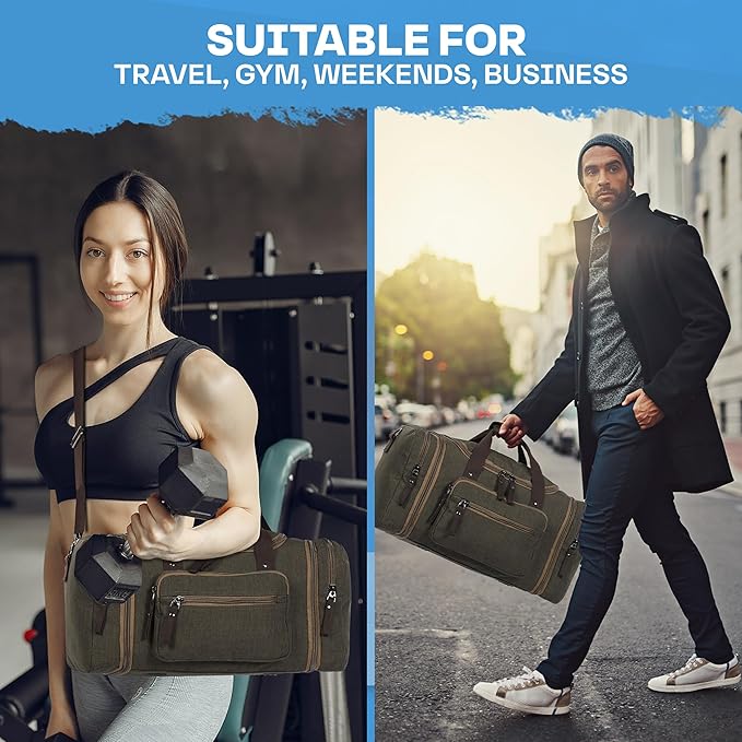 BOEX Stylish Duffle Bag for Travel – Expandable to 40L Lightweight and Waterproof Weekender Bag with Multiple Pockets and Adjustable Shoulder Strap for Men & Women – A Premium Carry On Duffle Bag