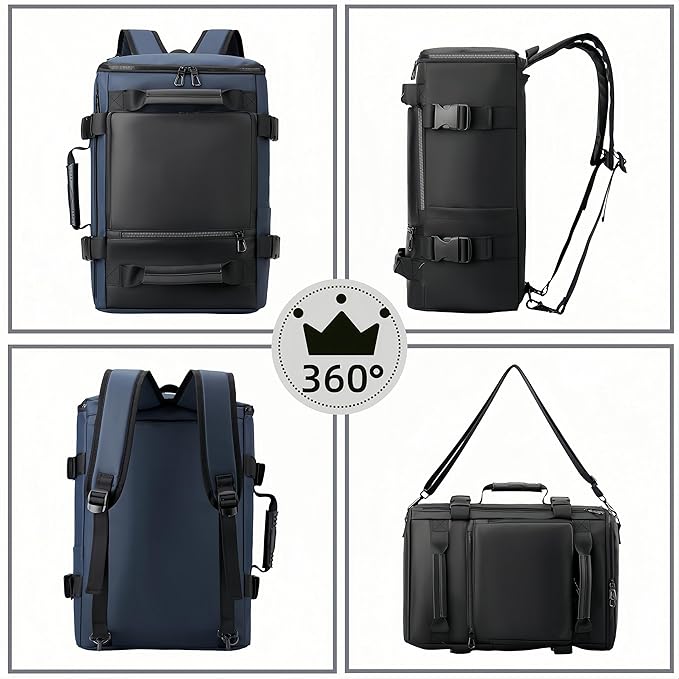 Carry On Backpack Travel Backpack for Men & Women, Durable Convertible Duffle Bag Fit for 16 Inch Laptop for Fitness, Travel (Dark blue)