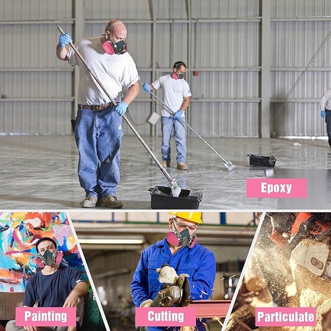 Reusable Half Facepiece Respirator Mask - Gas Masks with 2 Pieces 60921 Filters for Organic Vapor Protection Chemicals Spray Welding Epoxy Resin Dust 6200 Blue