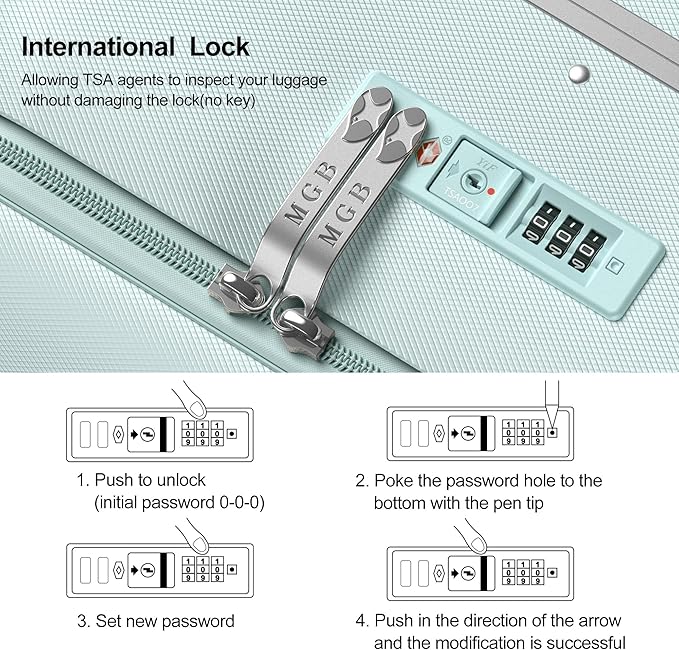 MGB 20 Inch Top Open Carry On Luggage 22x14x9 Airline Approved, Aluminum Frame Hard Shell Carry On Suitcase with Spinner Wheels,Travel Small Luggage for Women Men Gifts (Aquamarine)