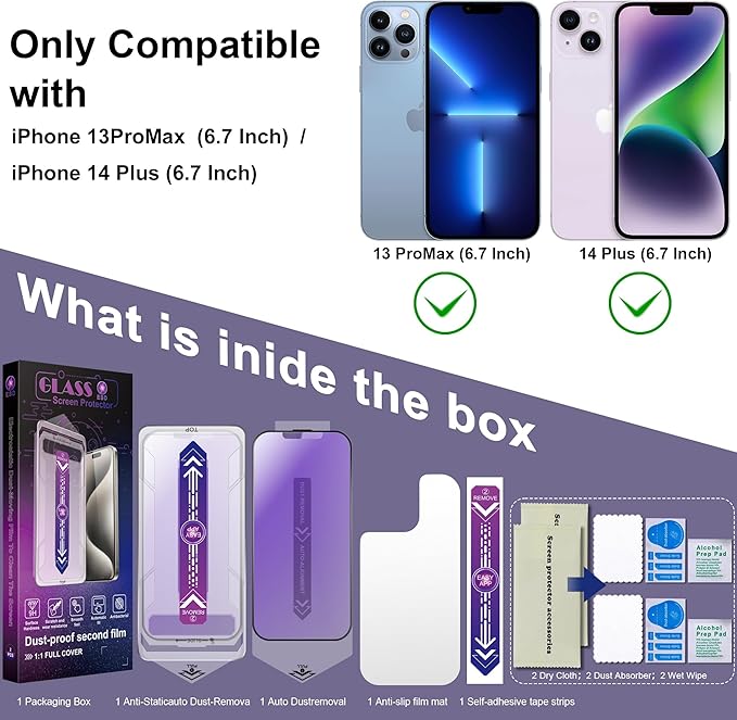 CHISHA 2-Pack Anti Blue Light Matte Screen Protector for iPhone 13 Pro Max and iPhone 14 Plus 6.7-Inch, Auto Dust Removal, No Bubbles, High Definition Clear, Easy Installation