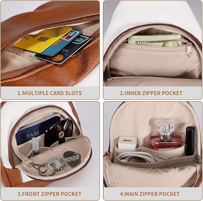 Crossbody Bags for Women Anti Theft Small Sling Handbag with Zipper Lock Vegan Leather RFID Blocking Chest Pure