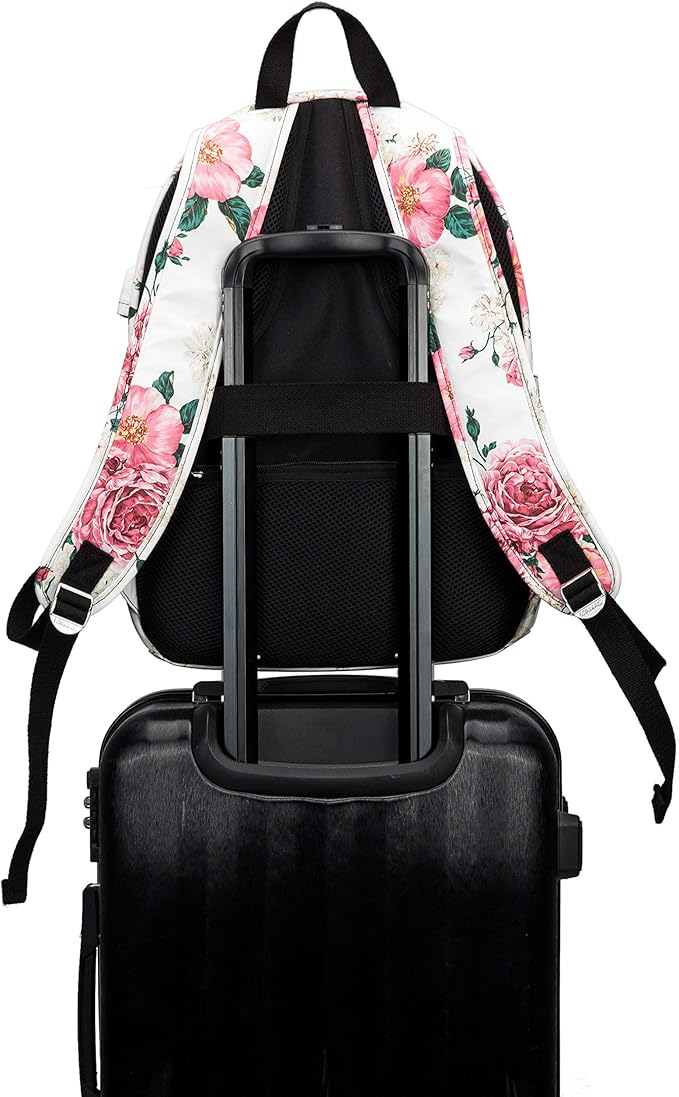 Kinmac Peony Pattern 15 inch Waterproof Laptop Travel Outdoor Backpack With USB Charging Port For 13 inch 14 inch and 15.6 inch Laptop