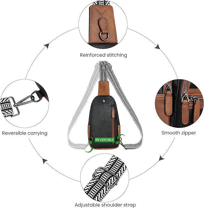 HESHE Sling Bag for Women Anti Theft Small Crossbody Bags Faux Leather Fanny Pack RFID Blocking Cross Body Purse for Travel