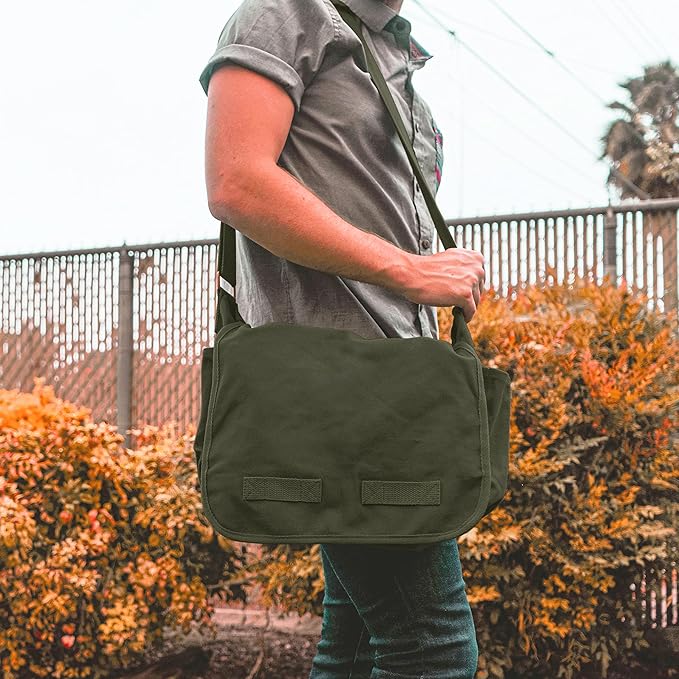 Sweetbriar Classic Vintage Messenger Bag - Original Heavyweight Cotton Canvas Shoulder Bag with Upgraded Features