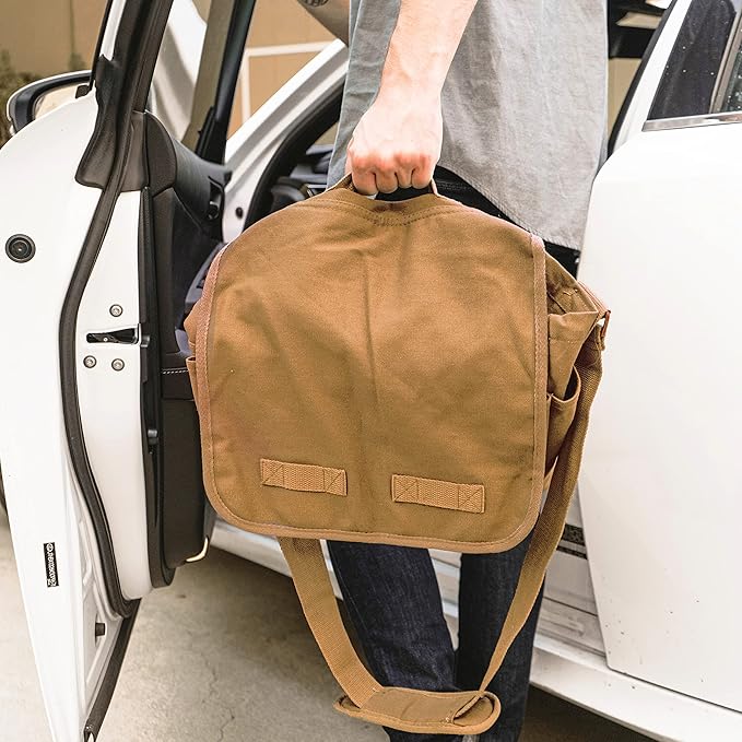 Sweetbriar Classic Vintage Messenger Bag - Original Heavyweight Cotton Canvas Shoulder Bag with Upgraded Features