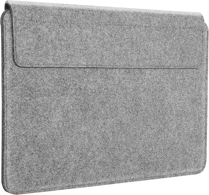 MoKo 13-13.3 Inch Laptop Sleeve Fits MacBook Pro 13" M2/M1, MacBook Pro 14", MacBook Air 13.3", iPad Pro 12.9", Surface Pro 9/8 13", Felt & PU Leather Case Bag with Pocket, Gray&Brown