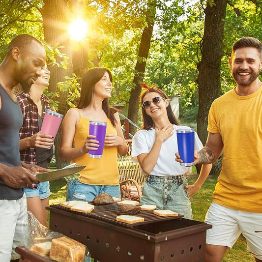 20 oz Tumbler Coffee Tavel Tumblers Bulk with Lid Stainless Steel Double Wall Vacuum Insulated Mug Powder Coated Cups fit Car Cupholder for Hot and Cold - Dark Blue, 4Pack