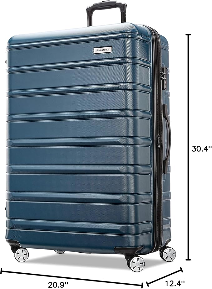 Samsonite Omni 2 28-Inch Large Checked Hardside Luggage with 360° Spinner Wheels - Scratch Resistant Hardshell - TSA Lock - Expandable Polycarbonate Shell for Lightweight Travel - Nova Teal