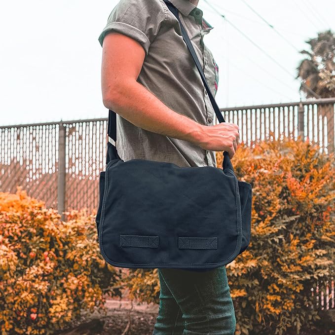 Sweetbriar Classic Vintage Messenger Bag - Original Heavyweight Cotton Canvas Shoulder Bag with Upgraded Features