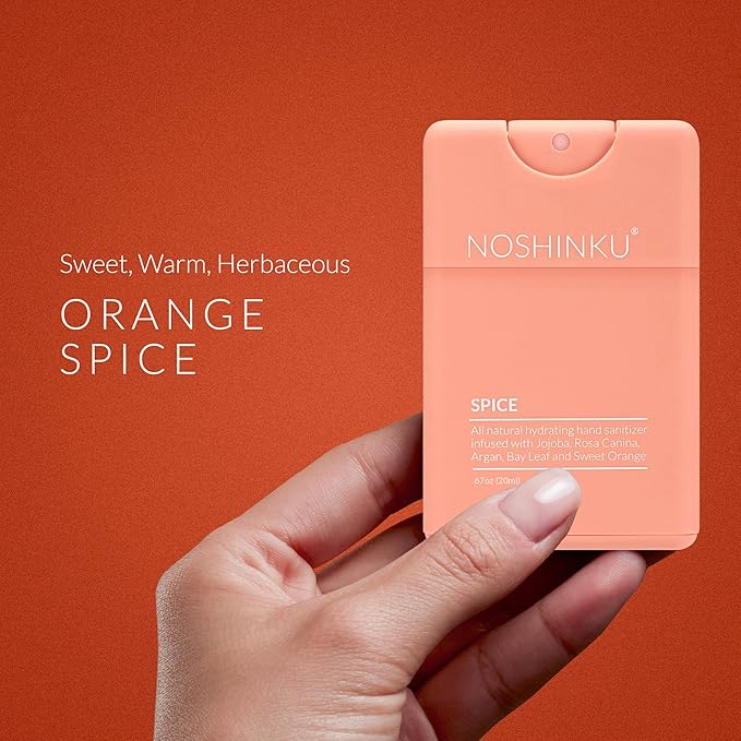 Noshinku Spice Pocket Hand Sanitizer Refill Kit: Refill Pouch + Sprayer Bundle | Organic Antibacterial Sanitizing Mist with Moisturizing Oils | FDA Registered | 70% Sugarcane Derived Alcohol