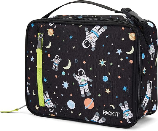 PackIt Freezable Classic Lunch Box, Spaceman, Built with EcoFreeze Technology, Collapsible, Reusable, Zip Closure With Zip Front Pocket and Buckle Handle, Perfect for School Lunches