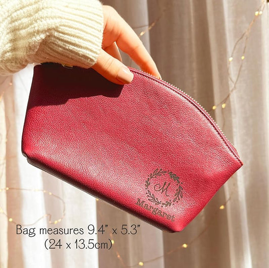 Custom Makeup Bag • 100% Genuine Leather Purses for Women • Cosmetic Bags for Women • Customized Makeup Bag with Name • Personalized Toiletry Bag • Gifts for Teenage Girls • Bridesmaid Proposal Gifts