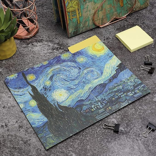 The Gifted Stationery File Folders - 12 Pack, Letter Size, Multicolor Van Gogh Floral with 1/3 Cut Tabs - Decorative File Folders for Office Supplies for Document Organization