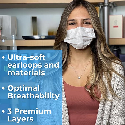 Litepak 125-Pack Disposable Face Mask Premium Comfort Earloops with Dispenser Box (Gray)