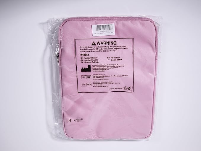 MoKo 9-11 Inch Tablet Sleeve Bag Carrying Case Fits New 11inch iPad Air M3, iPad A16 2025, iPad Pro 11 M4, Air 5/4/3, iPad 10/9/8th Gen, Tab S8/S9 11", Pink