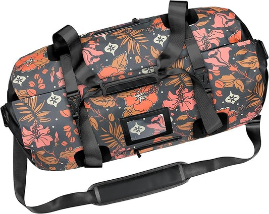 Skog Å Kust Duffelsak Heavy Duty Waterproof Duffel - Gear Bag for Sports, Travel, & More - 40L Hibiscus