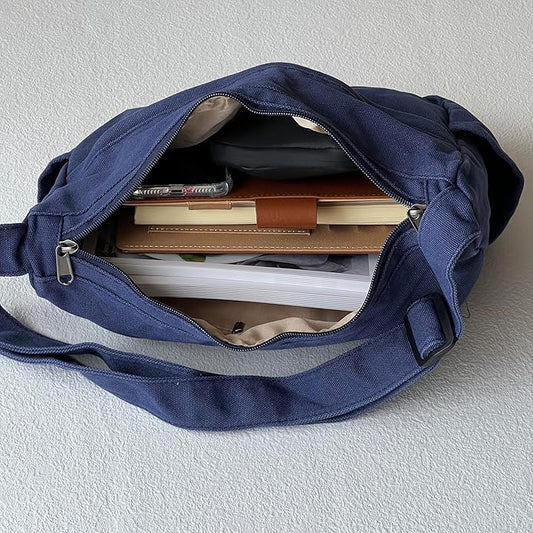 Large Canvas Messenger Bag with Multiple Pockets for Men and Women, Crossbody Shoulder Tote Hobo Laptop Bag