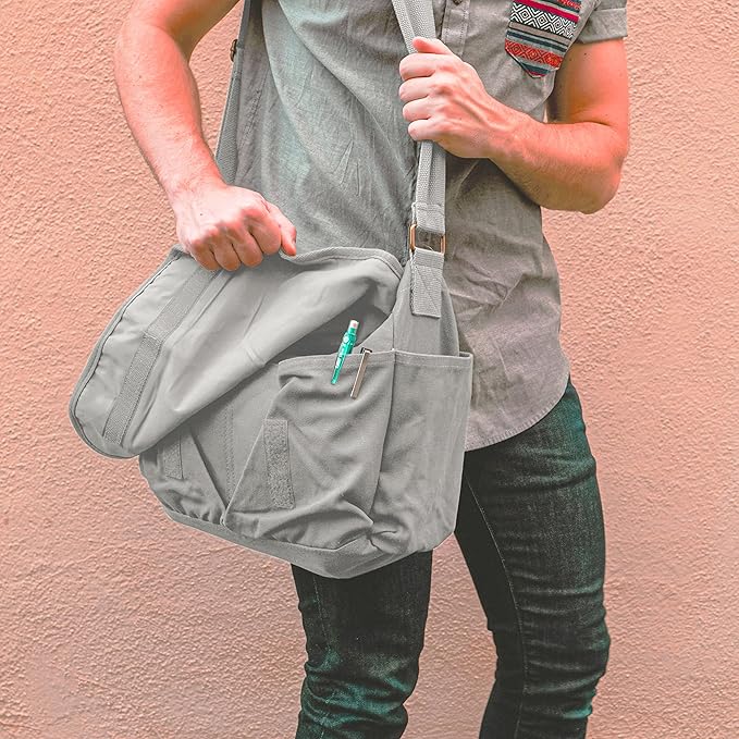 Sweetbriar Classic Vintage Messenger Bag - Original Heavyweight Cotton Canvas Shoulder Bag with Upgraded Features