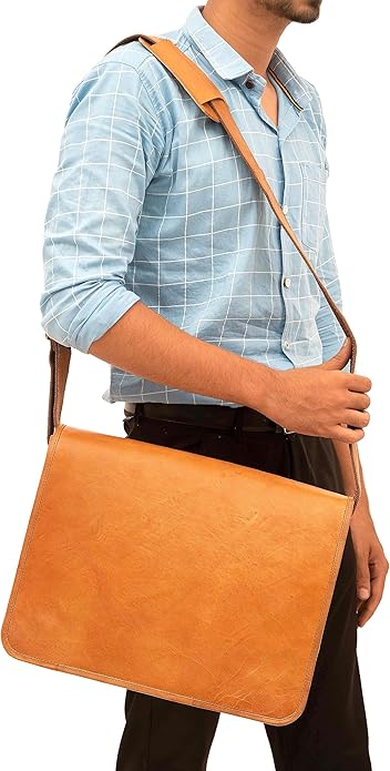 15 INCH Vintage Crossbody Genuine Leather Laptop Messenger Bag for Men and Women