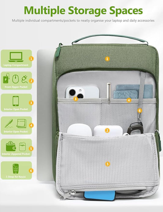 HYZUO 13.3-14 Inch Laptop Bag Sleeve for MacBook Pro 14 M4 M3 M2 M1, MacBook Air/Pro 13.3, 13.8"/13.5" Surface Laptop/Book, Notebook Case for 13" Dell Lenovo ThinkPad HP Asus Acer, Grass Green