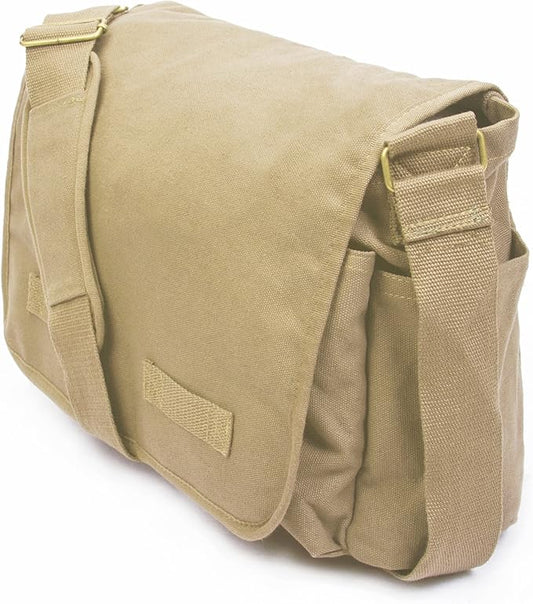 Sweetbriar Classic Vintage Messenger Bag - Original Heavyweight Cotton Canvas Shoulder Bag with Upgraded Features