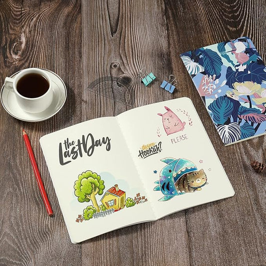 12 Pack Flower Design Blank Notebook Journals Bulk for Traveler, Student and Office, Plain Composition Subject Sketchbook Notebooks with Unlined Paper, 80GSM, 30 Sheets,5.5x 8.3 inch, A5 Size