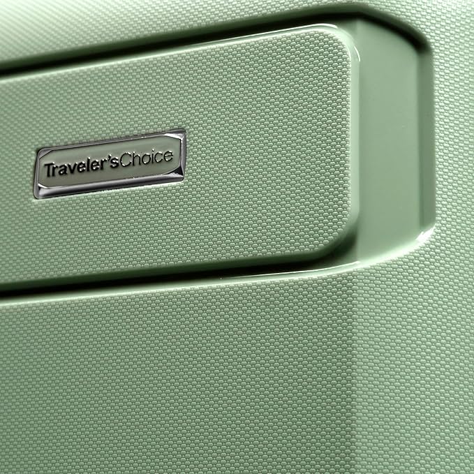 Traveler's Choice Pagosa Indestructible Hardshell Expandable Spinner Luggage, Green, 22-Inch Carry-on