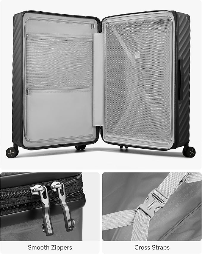 LUGGEX Luggage with Spinner Wheels, Polycarbonate Expandable Hard Shell Suitcase