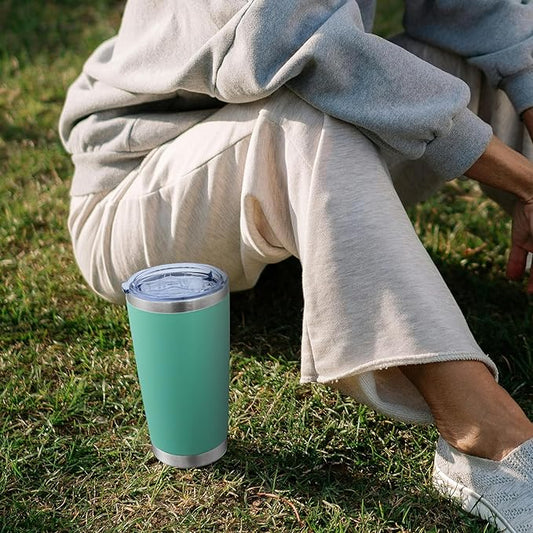 20oz Tumbler Bulk Stainless Steel Tumblers with Lid Vacuum Insulated Double Wall Travel Coffee Mug Powder Coated Tumbler Cup for Hot and Cold Drinks(Light Blue, 1 pack)