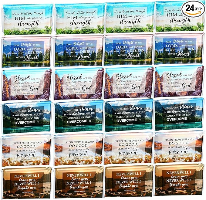 24 Packs Travel Size Tissue Pocket Slim Pack Facial 3 Ply Wallet Size Pocket Tissues for Travel Wedding Party Favors, 6 Styles(Biblical Landscape)