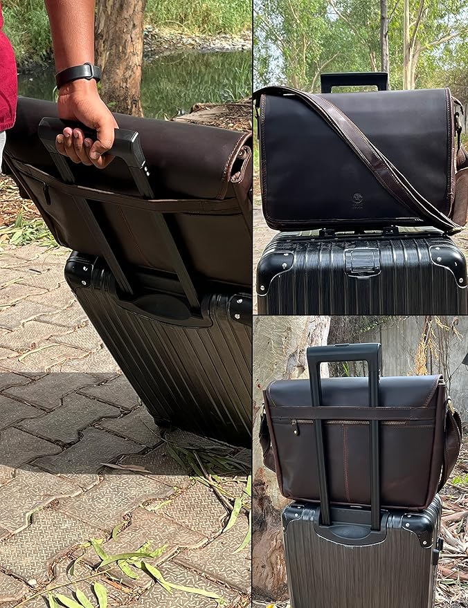 Leather Messenger Bag for Men 16" Full Grain Leather Laptop Bag Vintage Crossbody Office Satchel Travel Shoulder Bag