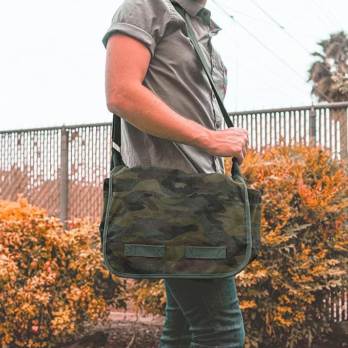 Sweetbriar Classic Vintage Messenger Bag - Original Heavyweight Cotton Canvas Shoulder Bag with Upgraded Features