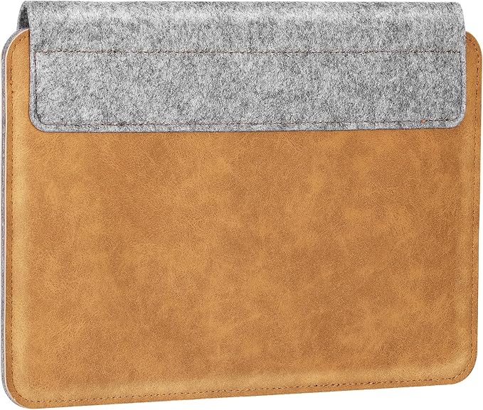 MoKo 9-11 Inch Felt Leather Tablet Sleeve Bag Carrying Case Fits New 11-inch iPad Air M2, New 11-inch iPad Pro M4 2024, iPad Air 5/4 10.9, iPad 9/8th Gen 10.2, iPad 10th Gen 10.9, Gray & Brown