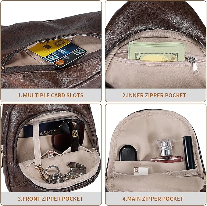 Crossbody Bags for Women Anti Theft Small Sling Handbag with Zipper Lock Vegan Leather RFID Blocking Chest Pure