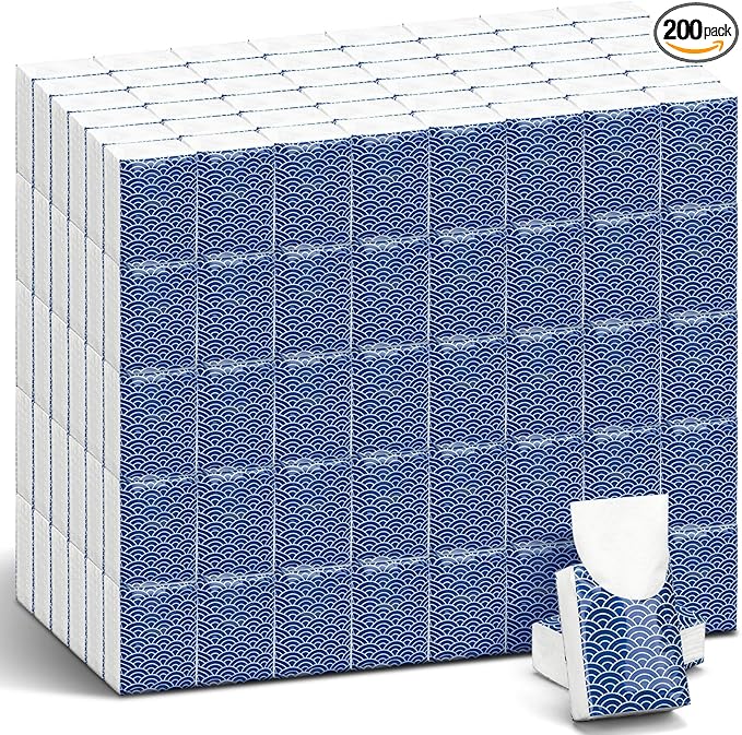 Honoson 200 Pack Tissues Travel Packs Bulk 2000 Sheet Small Pocket Individual Tissues Bulk 3 Ply Small Tissue Packs for Office Car Travel Daily Use(Cool)
