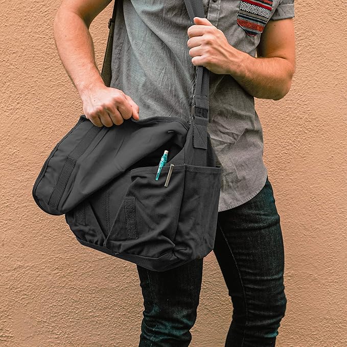 Sweetbriar Classic Vintage Messenger Bag - Original Heavyweight Cotton Canvas Shoulder Bag with Upgraded Features