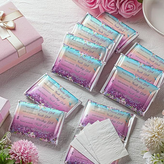 Sinmoe 60 Pack Pocket Tissues Travel Packs Christian Travel Tissues 3 Ply Pocket Size for Guests Mini Wallet Facial Napkin for Breast Cancer Wedding Xmas Graduation(Butterfly)